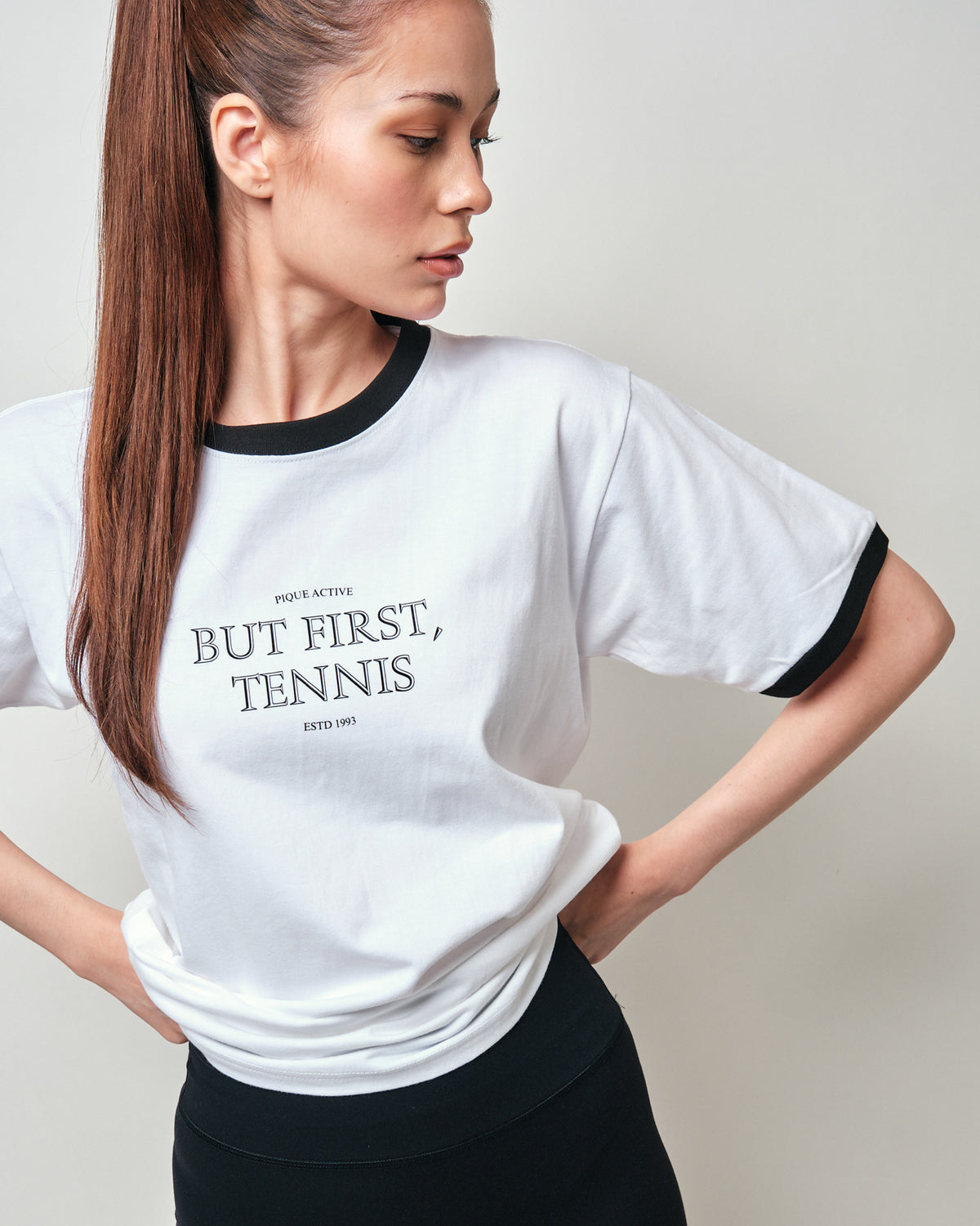 But First, Tennis Ringer Shirt